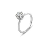 Tolldek Anillos de boda de oro blanco de 9 K/14 K/18 K, joyas auténticas, anillos de amistad solitarios con corte redondo, 1 ct laboratorio creado con diamante, Au 375/585/750, anillo de oro blanco