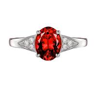 Tolldek Anillos de boda de plata de ley 925, clásicos con circonitas rojas, plata de ley S925, anillo solitario de plata de ley, talla 47-65, Plata de ley, Zirconia cúbica