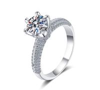 Tolldek Anillos de la amistad de oro blanco de 14/18 quilates, anillos clásicos para parejas con laboratorio creado con diamante de corte redondo de 1,5 quilates, VVS1, oro 750/585, joyas de oro