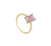 Tolldek Anillos de oro de 9 K/14 K/18 K, joyas auténticas, anillos de amistad, solitarios, clásicos con laboratorio, morganita de corte rectangular rosa, oro amarillo Au375/585/750, talla 47-65, Oro