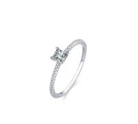 Tolldek Anillos de pareja de oro blanco de 9 K/14 K/18 K, serie clásica de 4 garras, anillos de boda con diseño de laboratorio cuadrado de diamante, anillos de amistad con moissanite Au 375/585/750