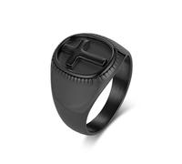 Tolldek Anillos para hombre de acero inoxidable de 14 mm, anillos para hombres, ancho Cruz, anillo de sellado, anillo impermeable, talla 57-70, Acero inoxidable, Sin circonita