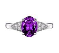 Tolldek Anillos para mujer de plata de ley 925, clásicos con circonitas moradas, plata de ley S925, para parejas, joyas de plata de ley, talla 47-65, Plata de ley, Zirconia cúbica