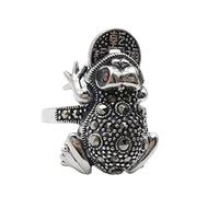 Tolldek Antragsring S925 Plata de Ley Hombre Rana Amistad Anillos Circonita Anillos de Trauringe Punk Rock Plata 925 Ajustable, Plata de ley, Zirconia cúbica