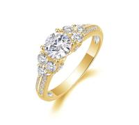 Tolldek Au 375/585/750 - Anillo de oro blanco para parejas de joyas auténticas, anillos clásicos de amistad con diamante creado en laboratorio, oro blanco 9 K/14 K/18 K, talla 47 - 65, Oro amarillo de