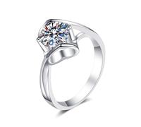 Tolldek Au 585/750 - Anillos de la amistad, anillos clásicos de boda con laboratorio creado con diamante VVS1 de 1 ct, oro blanco de 14 K/18 K, anillo de boda vintage para mujer, joyas de oro
