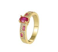 Tolldek Au375/585/750 - Anillos de boda de oro amarillo auténtico, anillos de amistad clásicos con laboratorio creado con rubí, corte ovalado, rojo, oro 9 K/14 K/18 K, talla 47 - 65, Oro amarillo de 9