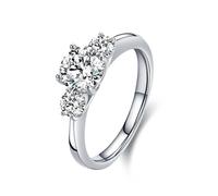 Tolldek Banda de boda de oro blanco de 9 K/14 K, joyas de oro auténtico, anillos de amistad clásicos y delicados anillos de amistad Au 375/585 oro blanco anillo de compromiso con moissanita, talla