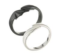 Tolldek Banda de plata 925 para hombre, alas de ángel, alas de demonio, anillos de pareja, plata de ley S925, negro, Plata de ley, Sin circonita