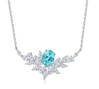 Tolldek Cadena de mujer aniversario 9 K/14 K/18 K oro blanco, azul verde laboratorio creado Paraiba turmalina rama colgante mujer cadena ovalada moissanite collar mujer 18/14/9 quilates oro, Oro