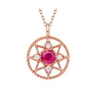 Tolldek Cadenas para mujer, bisutería de oro rosa de 9 K/14 K/18 K, oro rosa, rojo, rubí, hueco, octagrama, círculo, colgante para mujer, cadena de oro 750/585/375, collar de regalo con moissanita
