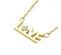 Tolldek Collar para mujer de oro amarillo de 9 K/14 K/18 K, color blanco de 0,02 ct creado en laboratorio con colgante de diamante LOVE para mujer, corte redondo, oro real 750/585/375, 45 cm, Oro