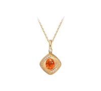 Tolldek Collar para mujer delicado de oro amarillo de 9 K/14 K/18 K, naranja mandarina, Garnet clásico, colgante para mujer, cadena ovalada, 18/14/9 quilates, oro de 18/14/9 quilates, collares para