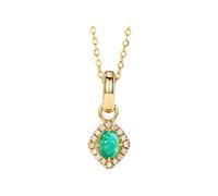 Tolldek Collar para mujer estilo modernista de 9 K/14 K/18 K, oro amarillo auténtico, verde esmeralda, colgante clásico para mujer, cadena ovalada, moissanita, regalo Au 750/585/375, Oro amarillo 585