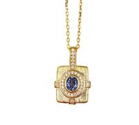 Tolldek Collares para mujer joyas de oro amarillo de 9 K/14 K/18 K, azul de 0,45 ct, creado en laboratorio de zafiro mate, colgante de rama para mujer, cadena ovalada, oro Au750/585/375 con moissanita