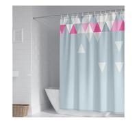 Tolldek Cortina de ducha de 120 x 180 cm, resistente al agua, lavable, rosa blanca, patrón de triángulos, antimoho, cortina de baño de poliéster, impermeable, lavable, cortina de ducha en el baño para