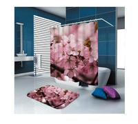 Tolldek Cortina de ducha de 150 x 180 cm, color rosa, diseño de flor de melocotón, poliéster, antimoho, resistente al agua y se seca rápidamente, lavable, tela de alta calidad, 1,5 x 1,8 m de largo