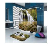 Tolldek Cortina de ducha de 150 x 200 cm, marrón, patrón de cascada, cortina de baño, poliéster, antimoho, resistente al agua y se seca rápidamente, lavable, tela de alta calidad, 1,5 x 2 m de largo