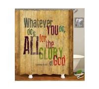 Tolldek Cortina de ducha de tela marrón, 165 x 180 cm, diseño de Whatever You do,do it All for The Glory of God, cortina de baño de poliéster, lavable, tela 1,65 x 1,8 m de largo (ancho x alto) con