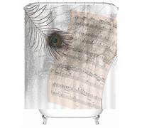 Tolldek Cortina de ducha gris, diseño de partitura musical, poliéster, antimoho, resistente al agua y se seca rápidamente, lavable, tela de alta calidad, bañera con anillas para cortina de ducha