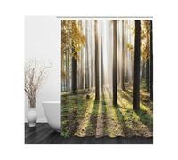 Tolldek Cortina de ducha impermeable de tela textil colorida, diseño de árbol de sol, cortina de baño, poliéster, antimoho, resistente al agua y se seca rápidamente, lavable de alta calidad, tela de