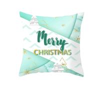 Tolldek Fundas de cojín decorativas, geométricas Merry Christmas, fundas de cojín decorativas, suaves para sofá, sillón, hogar, dormitorio, verde y dorado, 50 x 50 cm, 1 unidad