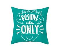Tolldek Fundas de cojín decorativas, Positive Vibes ONLY Fundas de cojín de sofá con diseño elegante, suaves decorativas para sofá, sillón, hogar, dormitorio, verde azulado, 45 x 45 cm, 1 unidad