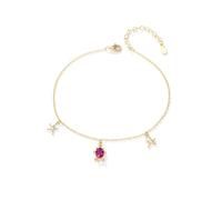 Tolldek Fuss - Pulsera para mujer, oro Au 375/585/750, estrella de mar, tortuga, pulsera para la amistad con laboratorio, turmalina, joya auténtica, tobillera de oro amarillo de 9 K/14 K/18 K, 21+5CM