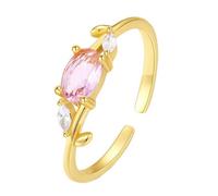 Tolldek Labor Creado Morganita Rosa Alianzas de boda oro 9 K/14 K hoja abierta ajustable par anillos Au375/585 oro anillo de compromiso con moissanite corte ovalado joyas auténticas, talla 47 - 62,