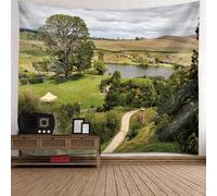 Tolldek Paño de pared verde llanuras jardín, paisaje naturaleza tapiz tapiz de poliéster para la pared en decoración de salón, verde, 150 x 130 cm
