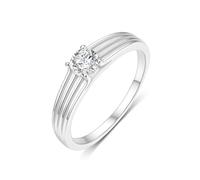Tolldek Par de anillos Au 375/585/750, oro blanco, 4 capas, anillos de boda con moissanita, joyas auténticas, alianzas de oro blanco 9 K/14 K/18 K, talla 47-65, Oro blanco 585 de 14 quilates