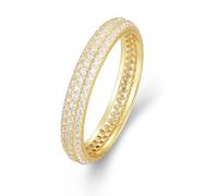 Tolldek Par de anillos Au 375/585/750 oro blanco, tres filas de anillos solitarios con moissanita, joyas de oro real, anillo de compromiso, oro blanco 9 K/14 K/18 K, talla 47 - 65
