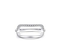 Tolldek Par de anillos de oro blanco Au585 de 14 K, elipse con laboratorio, joyas auténticas de diamantes, anillos de la amistad, oro de 14 quilates, talla 48 (15,3)