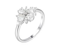 Tolldek Par de anillos de oro blanco de 18 quilates 750 con gotas de moissanita, elegantes flores, tallas 47-65