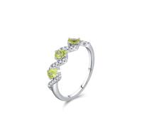 Tolldek Par de anillos de oro blanco de 9 K/14 K/18 K, con peridoto verde claro, corte ovalado, anillos de amistad con moissanita, oro blanco Au 375/585/750, talla 47-65, Oro blanco 585 de 14 quilates