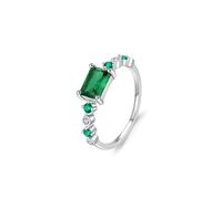 Tolldek Par de anillos de oro blanco de 9 K/14 K/18 K, elegante 4 garras de compromiso con laboratorio creado en esmeralda, rectángulo de oro real, joyas de boda con moissanite blanco oro Au 375/585