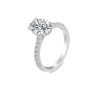 Tolldek Par de anillos de oro blanco de 9 quilates, joyas de oro auténtico, anillos clásicos para parejas con corte ovalado de 1 ct, moissanita de 1 ct, de oro 9 K, sin alergias, talla 49 (15,6)
