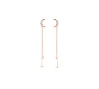 Tolldek Pendientes de oro rosa de 9 K/14 K/18 K, blanco de 0,08 ct, diseño de diamante con estrella y luna, para mujer, estilo Art Nouveau, oro de 18/14/9 quilates, Oro rosa de 18 quilates