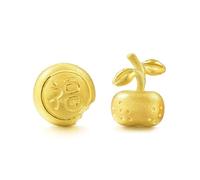 Tolldek Pendientes para mujer de oro amarillo 750 de 18 quilates, joyas de oro auténtico, pendientes para mujer con forma de FU, oro de 18 quilates