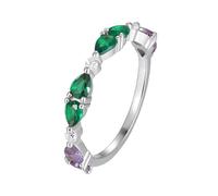 Tolldek Platinum PT950 - Anillo de boda con diseño de laboratorio, color verde esmeralda, joyas de oro auténtico, con moissanita, talla 47 (15.0)