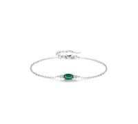 Tolldek Pulsera de oro blanco de 9 K/14 K/18 K, para mujer, clásica, elegante, con turmalina verde, corte ovalado, joyas auténticas, Au 375/585/750, pulseras de oro blanco con diamante, 16+5CM, Oro