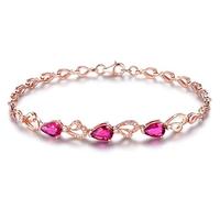 Tolldek Pulsera de oro rosa 750 de 18 quilates, colgante de corazón con turmalina ovalada, pulseras para mujer con colgante con diamante de 18 quilates, oro rosa de 18 quilates, pulsera para mujer,