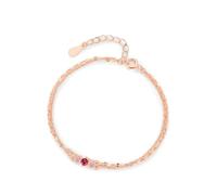 Tolldek Pulsera de oro rosa de 9 K/14 K/18 K para mujer, cadena de doble capa, pulseras con turmalina rosa auténtica joyas de oro, oro rosa Au 375/585/750 brazalete con laboratorio creado en rosa