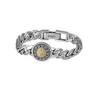 Tolldek Pulsera para hombre retro S925 de plata de ley 925 con signo del zodiaco chino con signo del zodiaco chino Mantra Bagua Surfer Pulseras Brazalete Personalizar Punk Rock Plata 925 Oro, Plata de