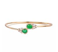 Tolldek Pulseras de oro auténtico para mujer, oro rosa 750 de 18 quilates, pulsera pequeña para mujer con corte de gota, 1,62 ct, verde esmeralda, oro rosa Au750, pulseras de la amistad con diamantes
