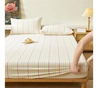Tolldek Sábana bajera ajustable de 180 x 200 cm, funda protectora, diseño de rayas, algodón, protector de colchón, juego de ropa de cama, funda de edredón multicolor