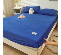 Tolldek Sábana bajera azul marino con 2 fundas de almohada de 180 x 200 cm, juego de 3 piezas, funda protectora, sábana bajera ajustable, cubrecolchón monocolor, protector de colchón, sábana bajera de