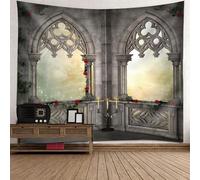 Tolldek Tapiz de paisaje natural, 150 x 150 cm, tapices de arquitectura retro europea, mantel multicolor, decoración del hogar para mantel, decoración de dormitorio