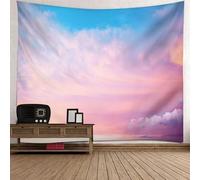 Tolldek Tapiz de pared con diseño de rosas y paisajes naturales, diseño de cielo rosa, decoración del hogar para sala de estar, habitación infantil, 260 x 240 cm