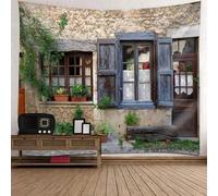 Tolldek Tapiz de pared con paisaje natural de 150 x 150 cm, diseño europeo de calle con arquitectura, tapiz multicolor para colgar en la pared, decoración del hogar para mantel, sala de estar